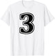 Number 3 Three Front & Back Team Uniform or Birthday T-Shirt - T-Shirt | White