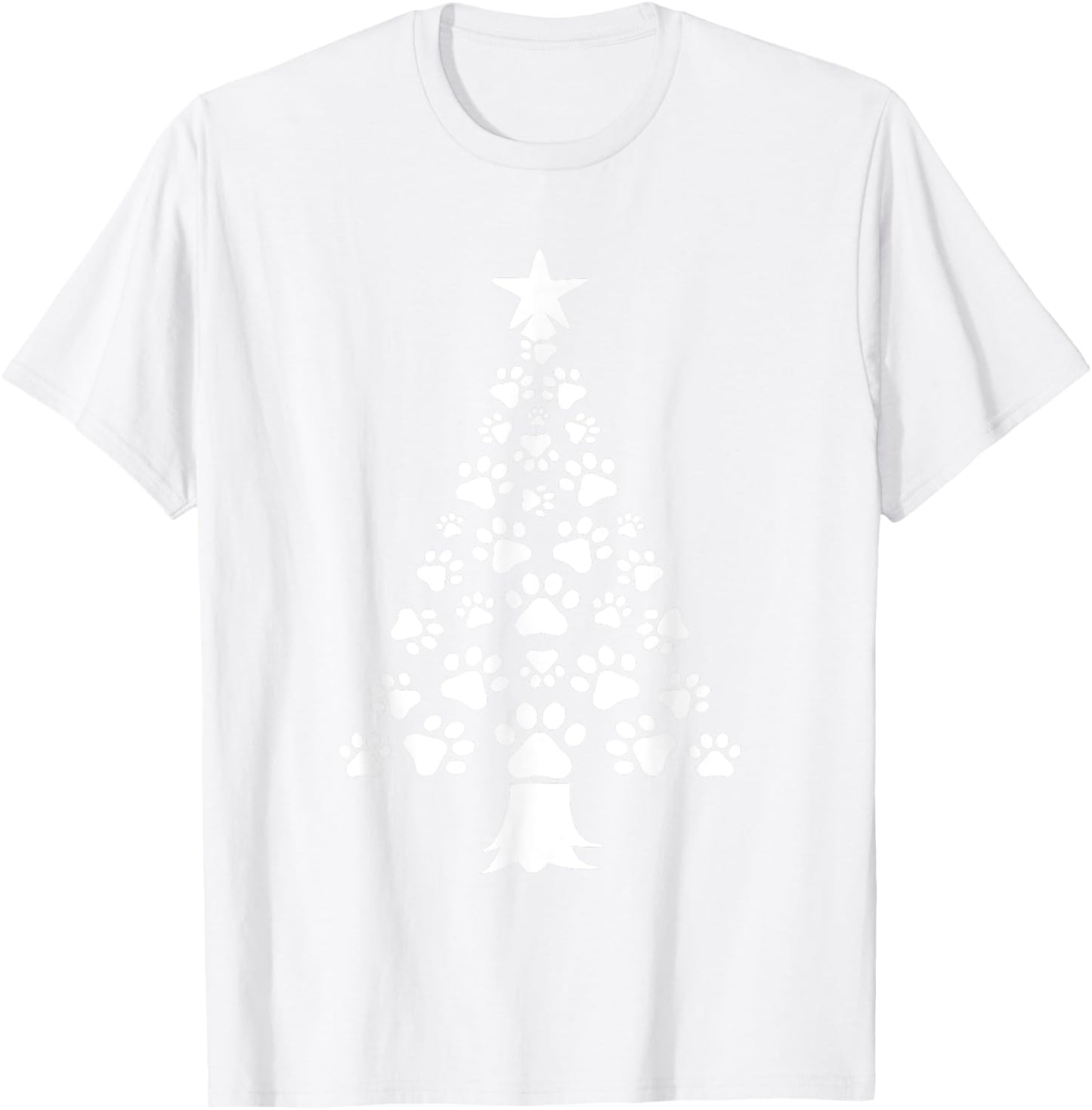 Christmas Dog Paws Tree Funny Xmas Pet Dog Holiday Puppy T-Shirt - T-Shirt | White