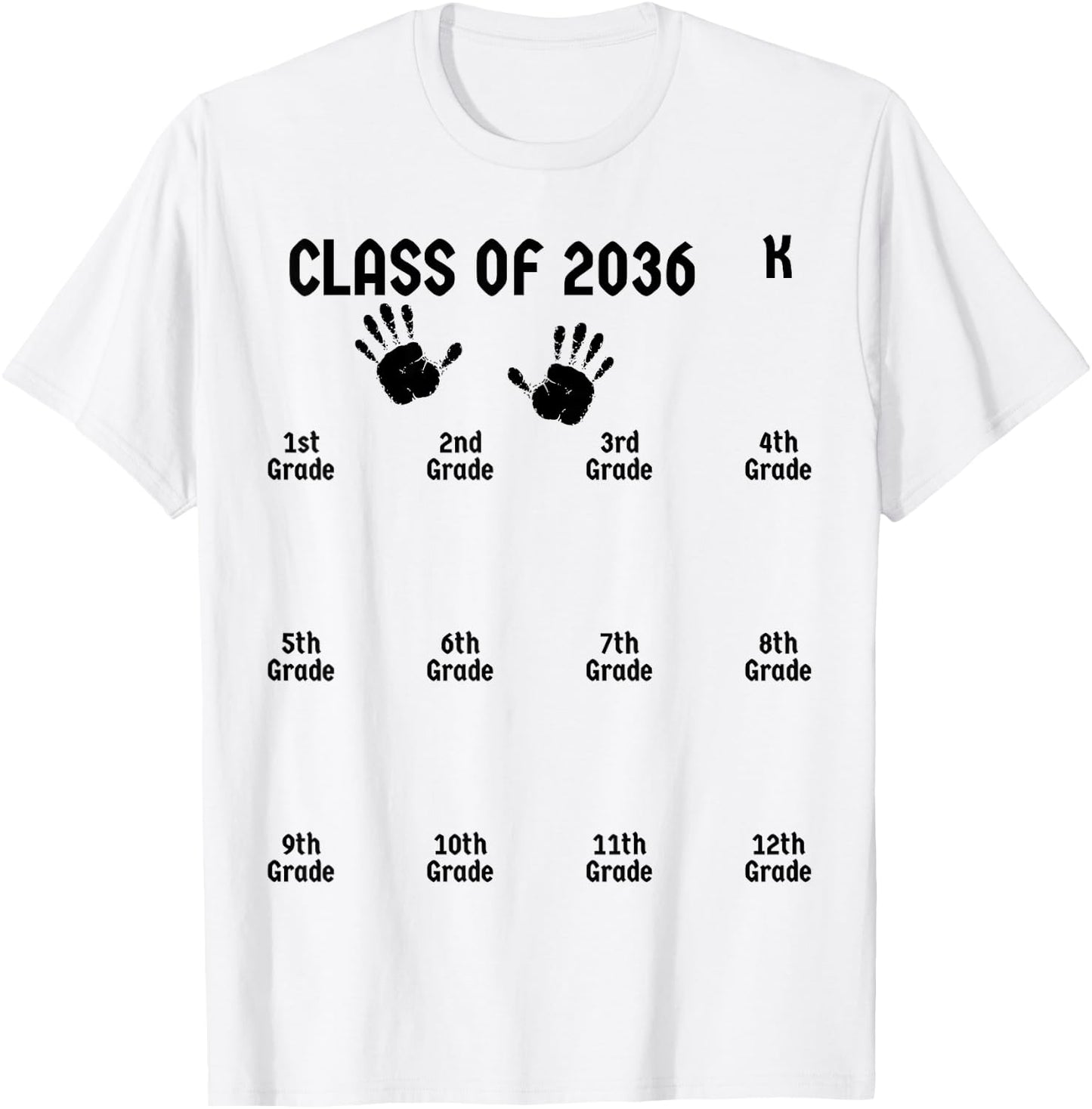 Class Of 2036 Grow With Me Shirt Handprint Graduation Gifts T-Shirt - T-Shirt | White