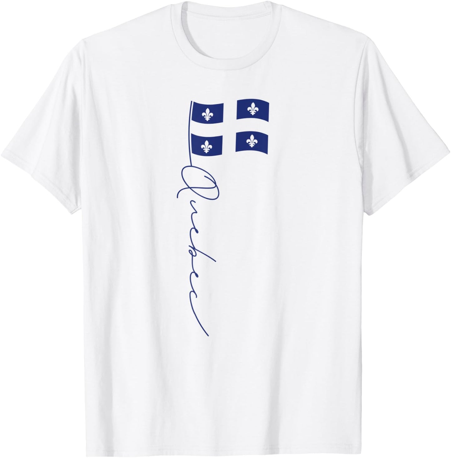 Quebec Signature Flag Pole -Elegant Quebecois Flag T-Shirt - T-Shirt | White