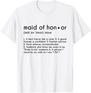 Personalized Maid of Honor Definition Funny Bridesmaid Gift T-Shirt - T-Shirt | White