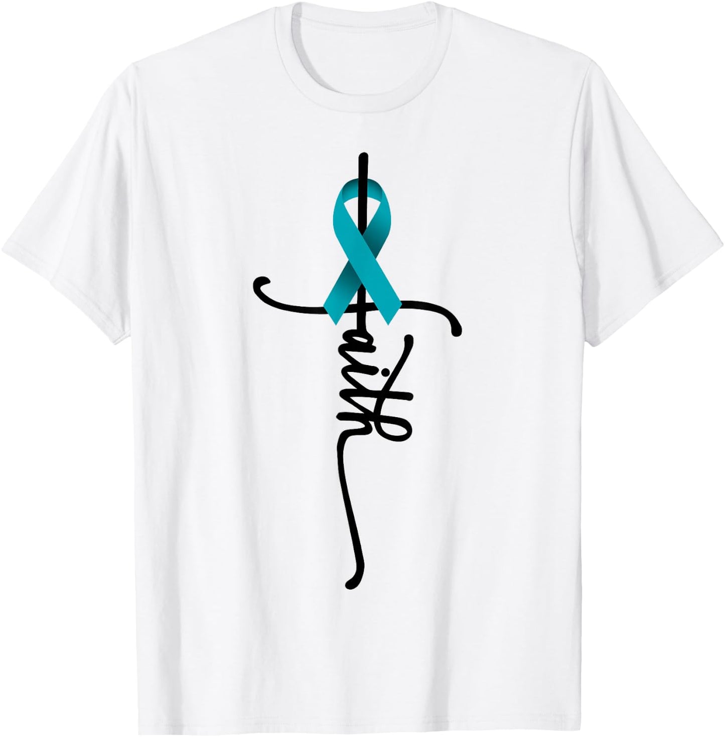 Ovarian Cancer Faith Ovarian Cancer Awareness Support T-Shirt - T-Shirt | White