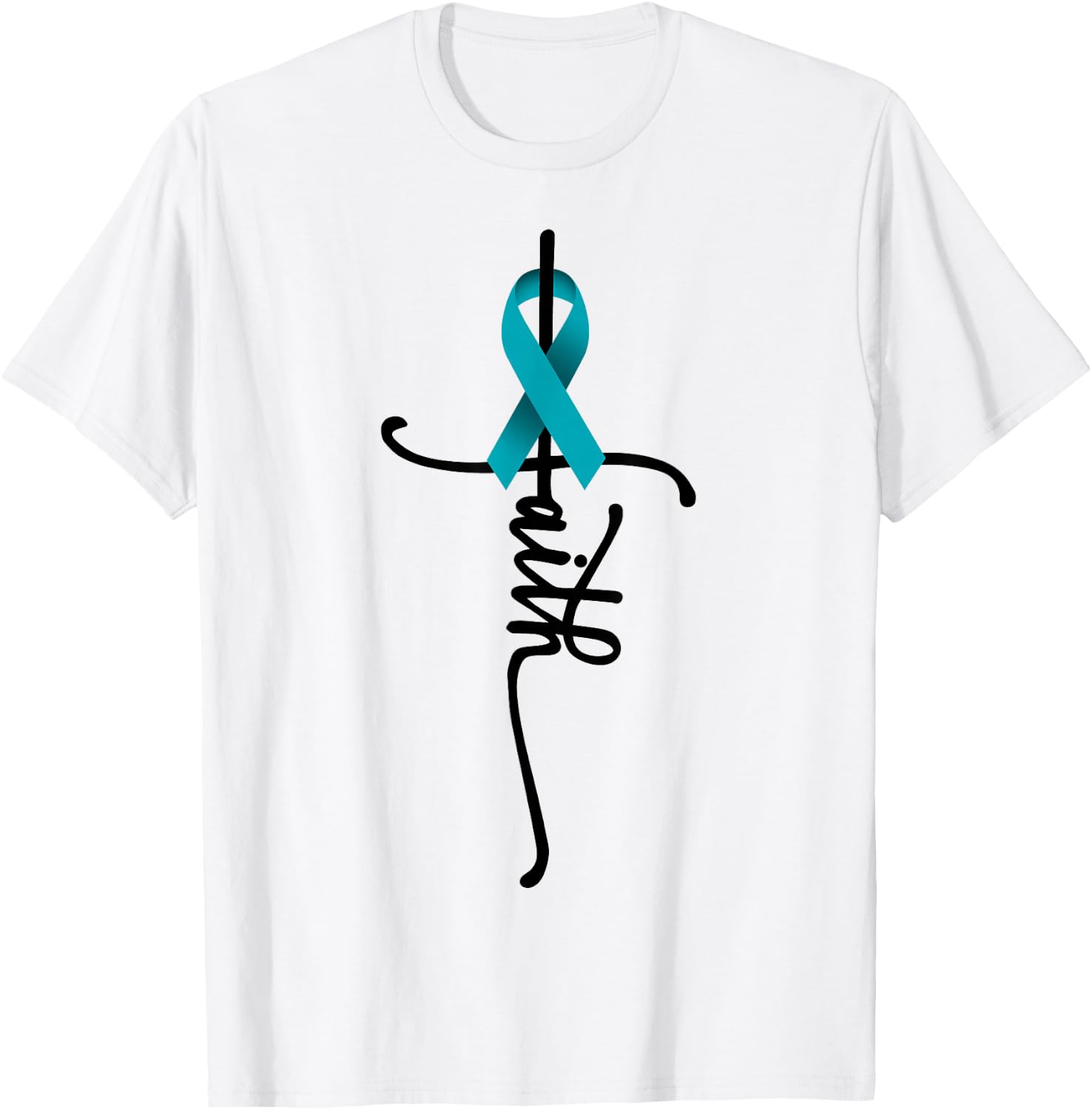Ovarian Cancer Faith Ovarian Cancer Awareness Support T-Shirt - T-Shirt | White