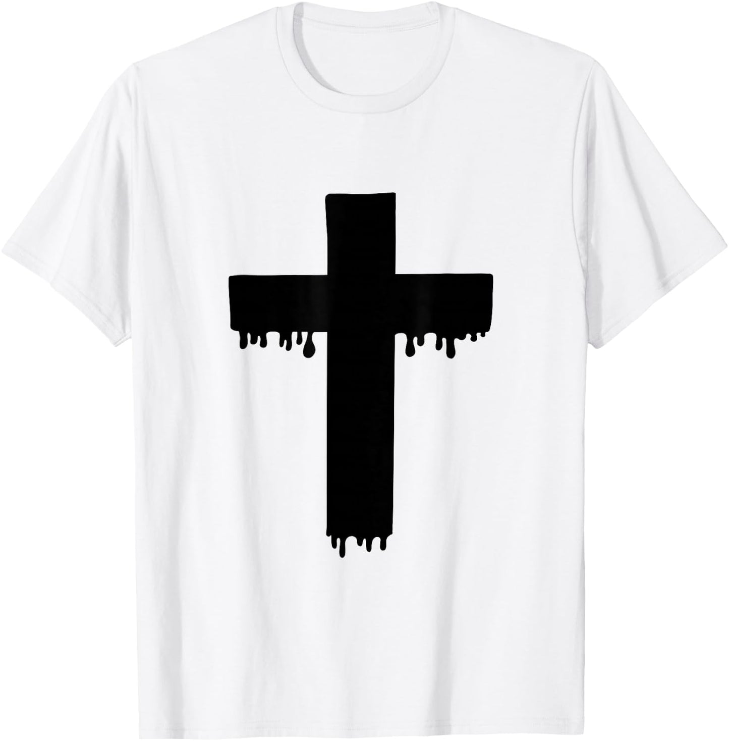 Kawaii Black Drippy Cross, Gurokaw Pastel Goth Aesthetic T-Shirt - T-Shirt | White