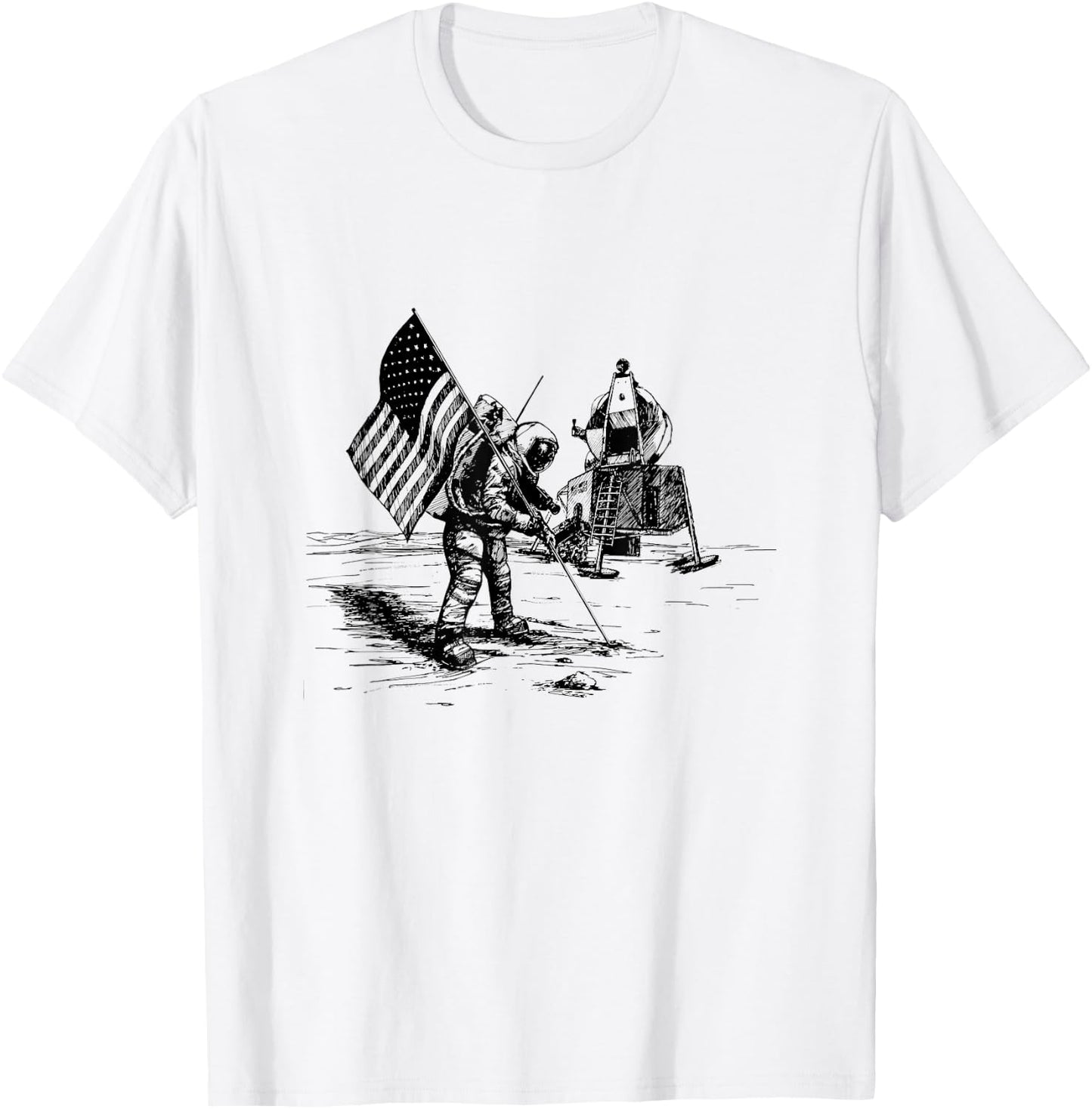 Vintage Apollo Moon Landing Artwork T-Shirt - T-Shirt | White