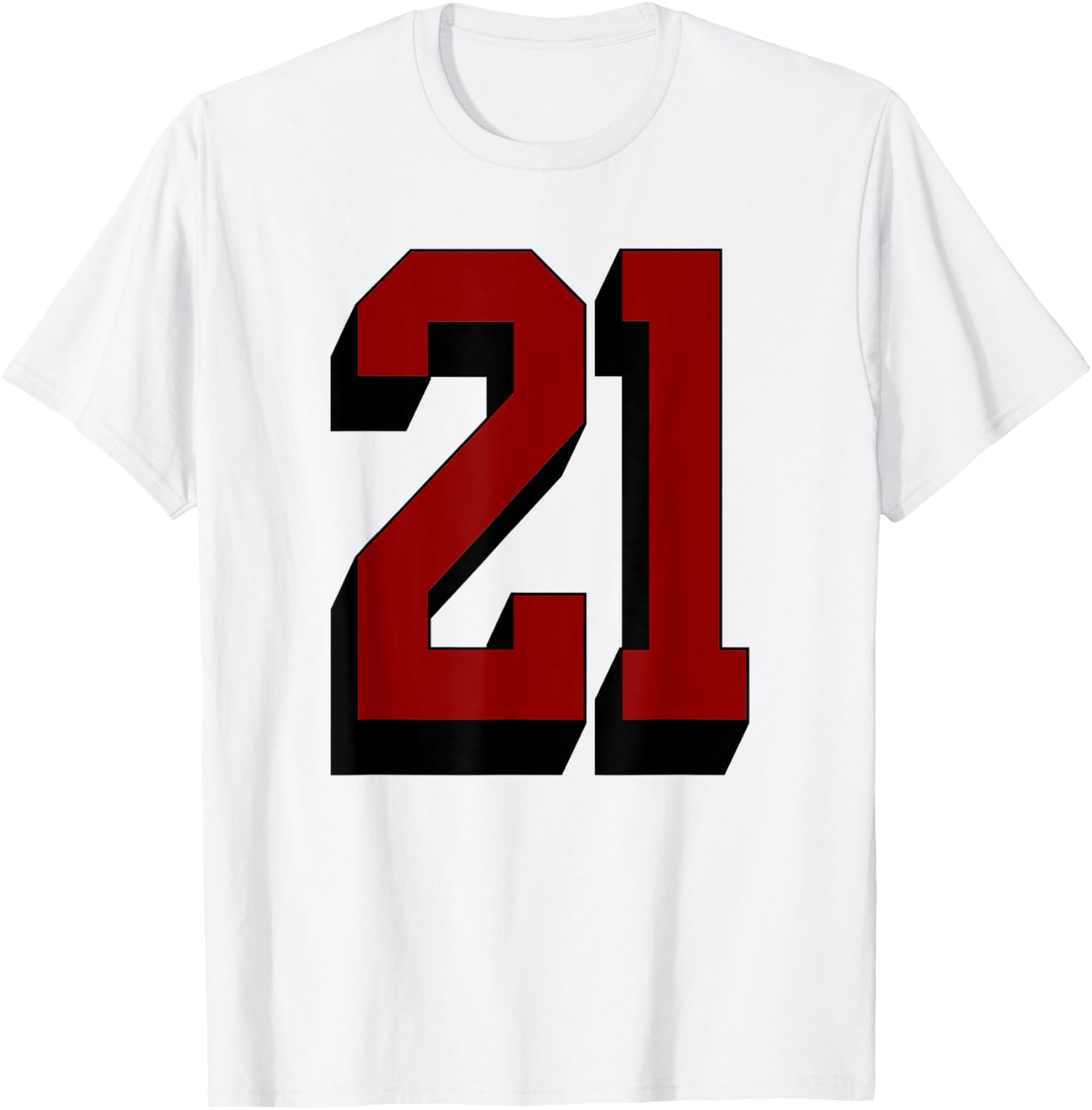 #21 Number 21 Varsity Fan Sports Team White Jersey T-Shirt - T-Shirt | White