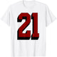 #21 Number 21 Varsity Fan Sports Team White Jersey T-Shirt - T-Shirt | White