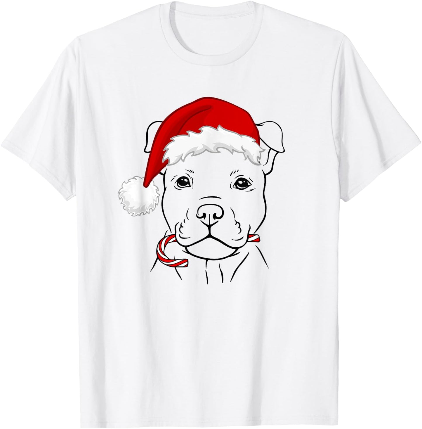 Christmas Puppy with Santa Hat and Candy Cane - Dog Lovers Men Women Kids T-Shirt - T-Shirt | White