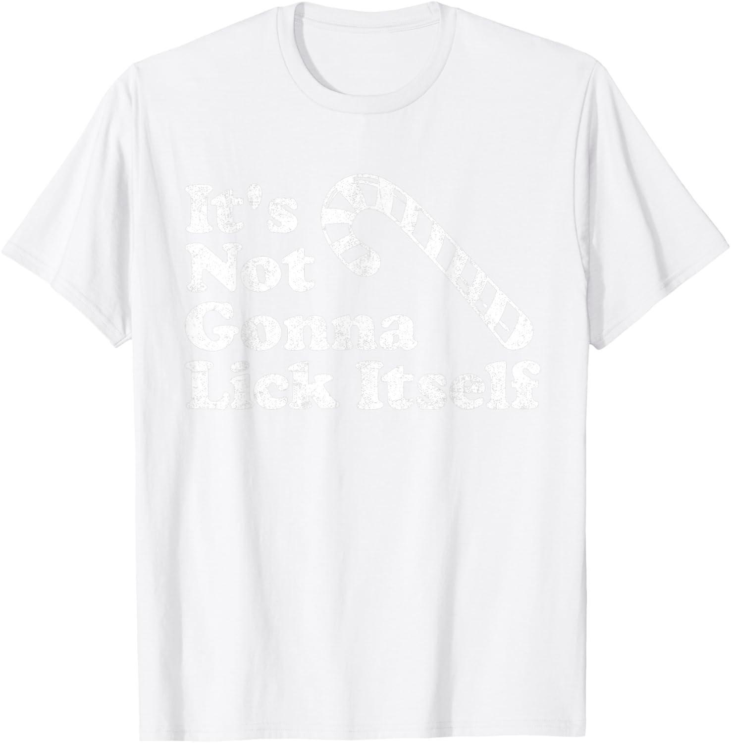 Funny Candy Cane Lick Itself Adult Christmas in July Gift T-Shirt - T-Shirt | White