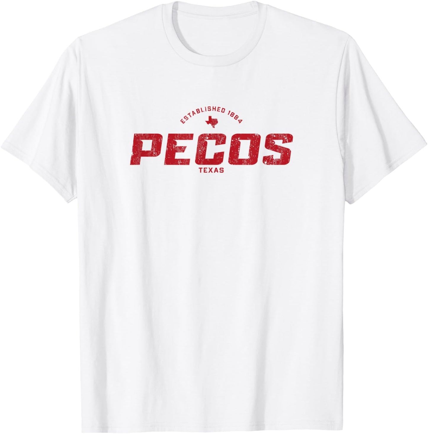 Pecos Texas TX Vintage Athletic Red Sports Logo T-Shirt - T-Shirt | White
