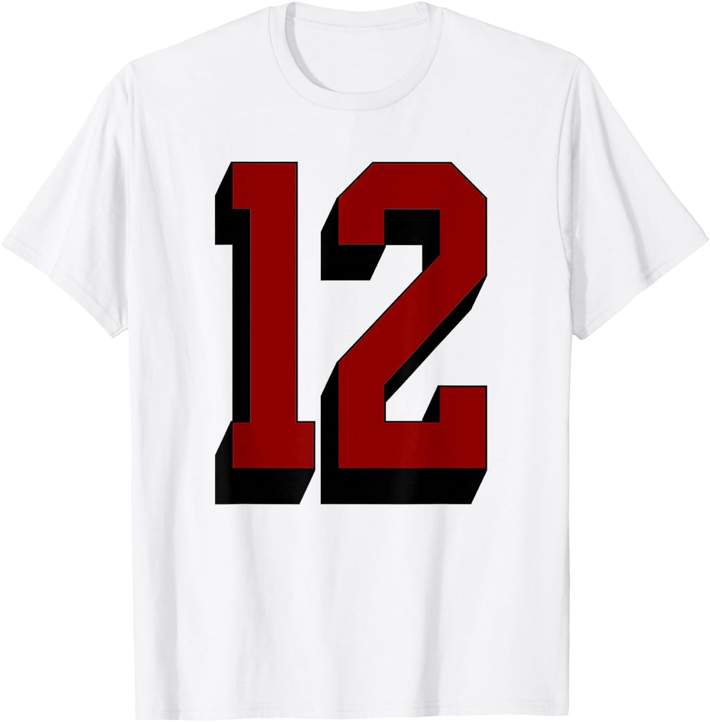 #12 Number 12 Varsity Fan Sports Team White Jersey T-Shirt - T-Shirt | White