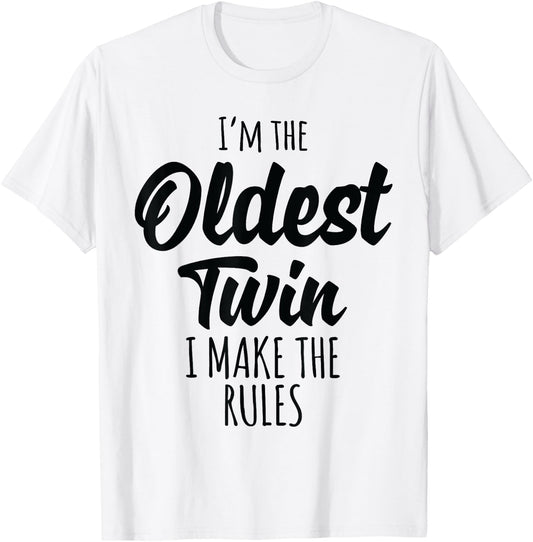 Twins Shirt Matching Birthday Gift Sibling Oldest Twin T-Shirt - T-Shirt | White