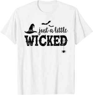 Just A Little Wicked Halloween Shirt Witch T-Shirt - T-Shirt | White