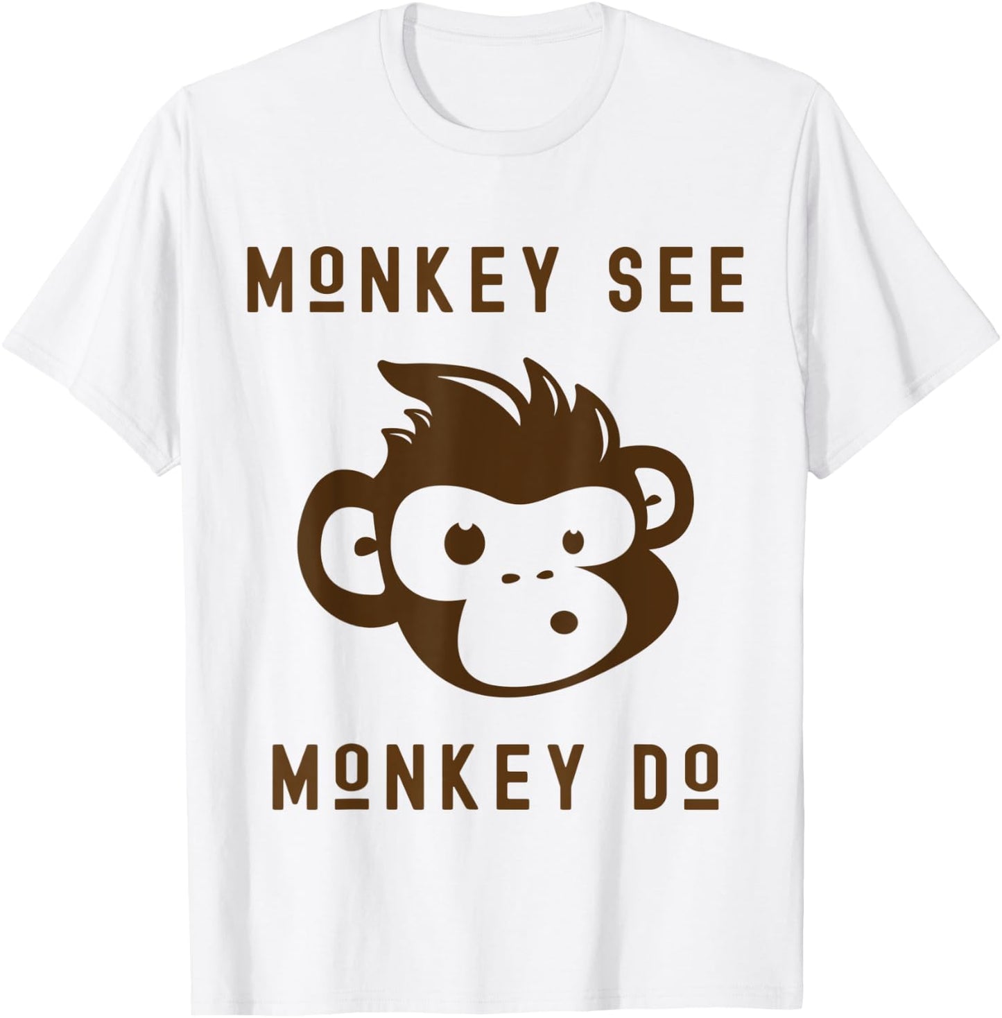 Funny Monkey See Monkey Do Cute Adorable Primate Chimp T-Shirt - T-Shirt | White