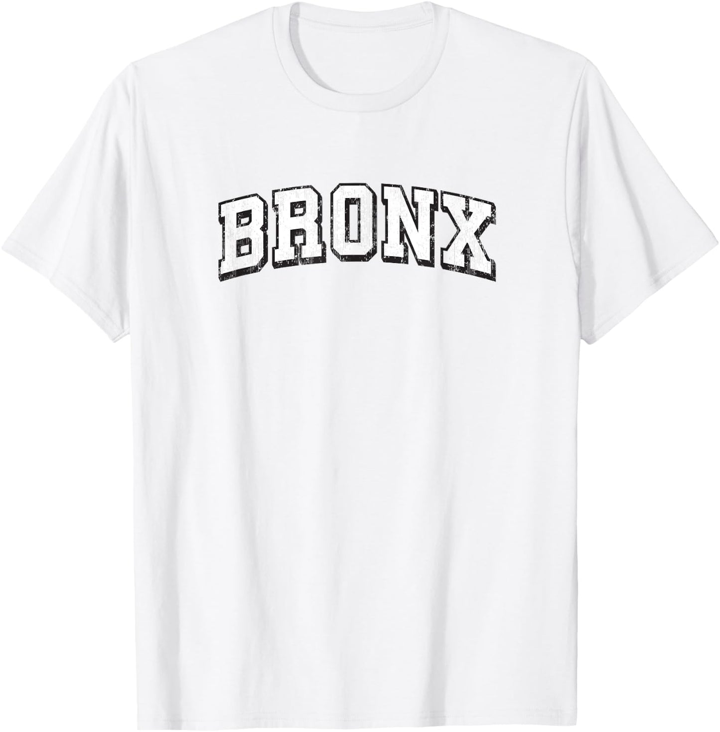Bronx New York Vintage Athletic Sports B&W Print T-Shirt - T-Shirt | White