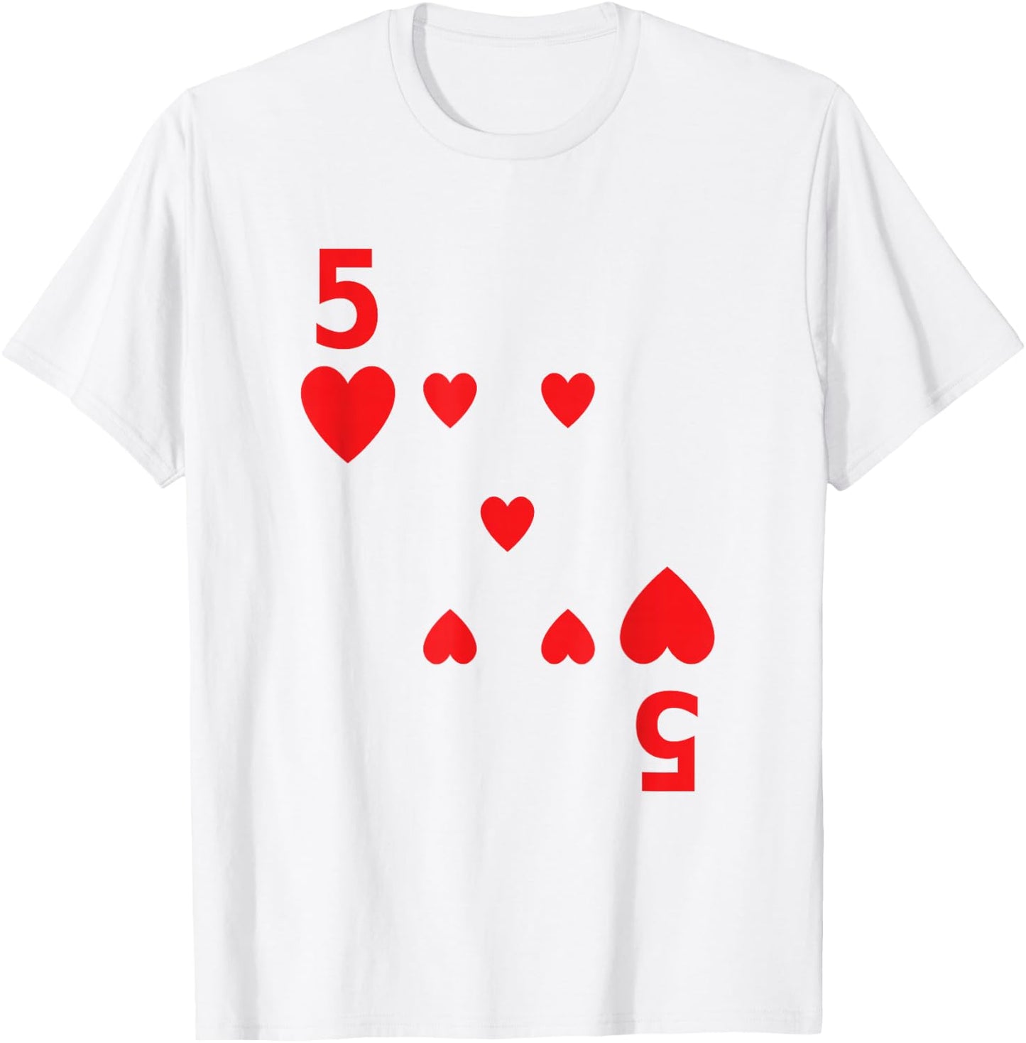 Five of Hearts poker playing card costume group shirt T-Shirt - T-Shirt | White