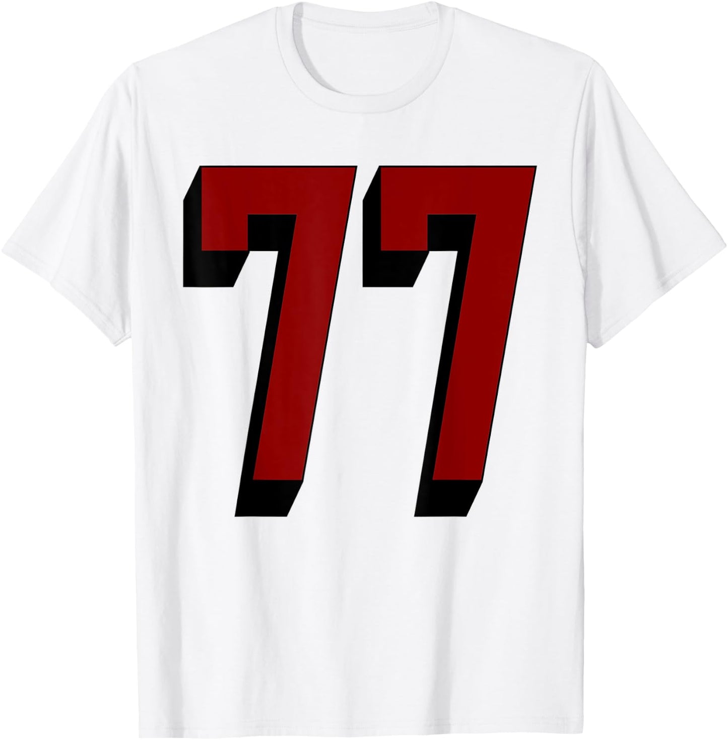 #77 Number 77 Varsity Fan Sports Team White Jersey T-Shirt - T-Shirt | White