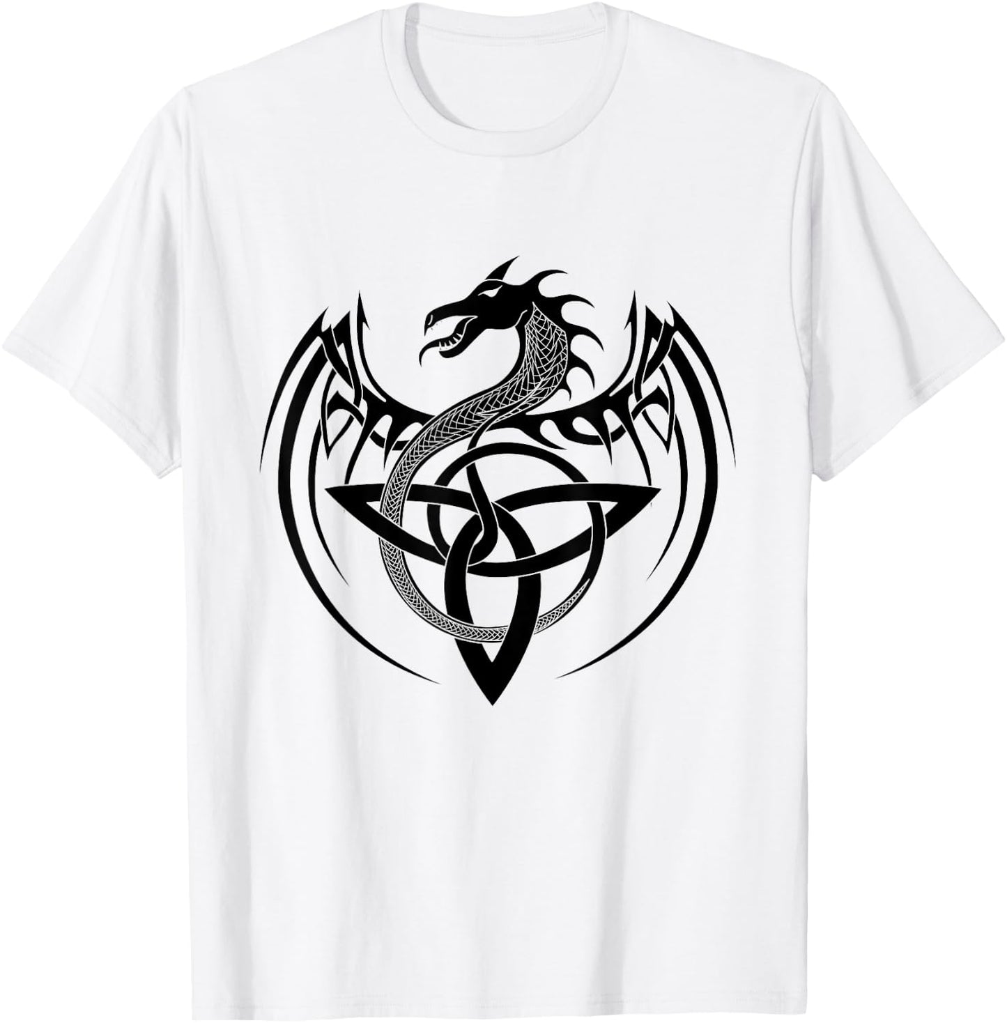 Tribal Celtic Knot Fantasy Celtic Dragon T-Shirt - T-Shirt | White