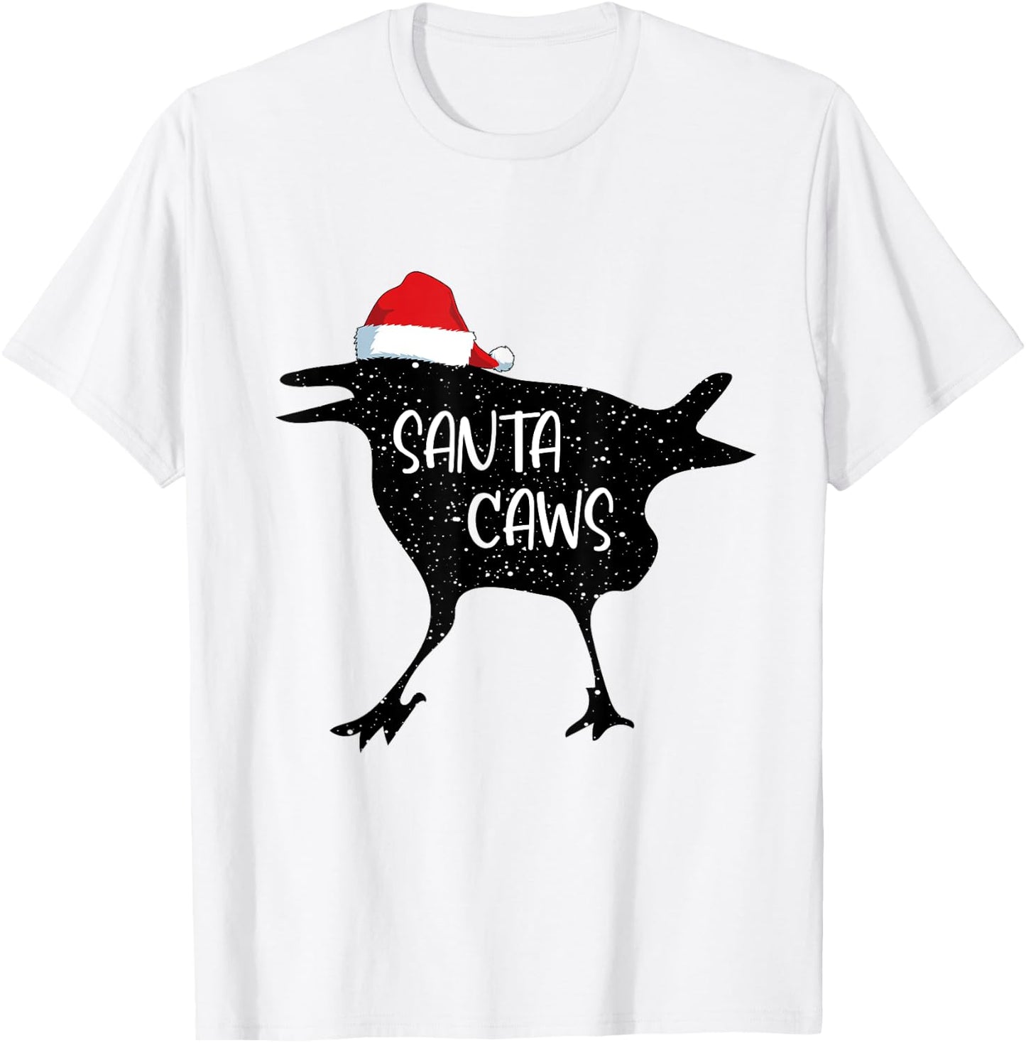 Crow Santa Christmas Santa Caws Funny Bird Pajamas Xmas T-Shirt - T-Shirt | White