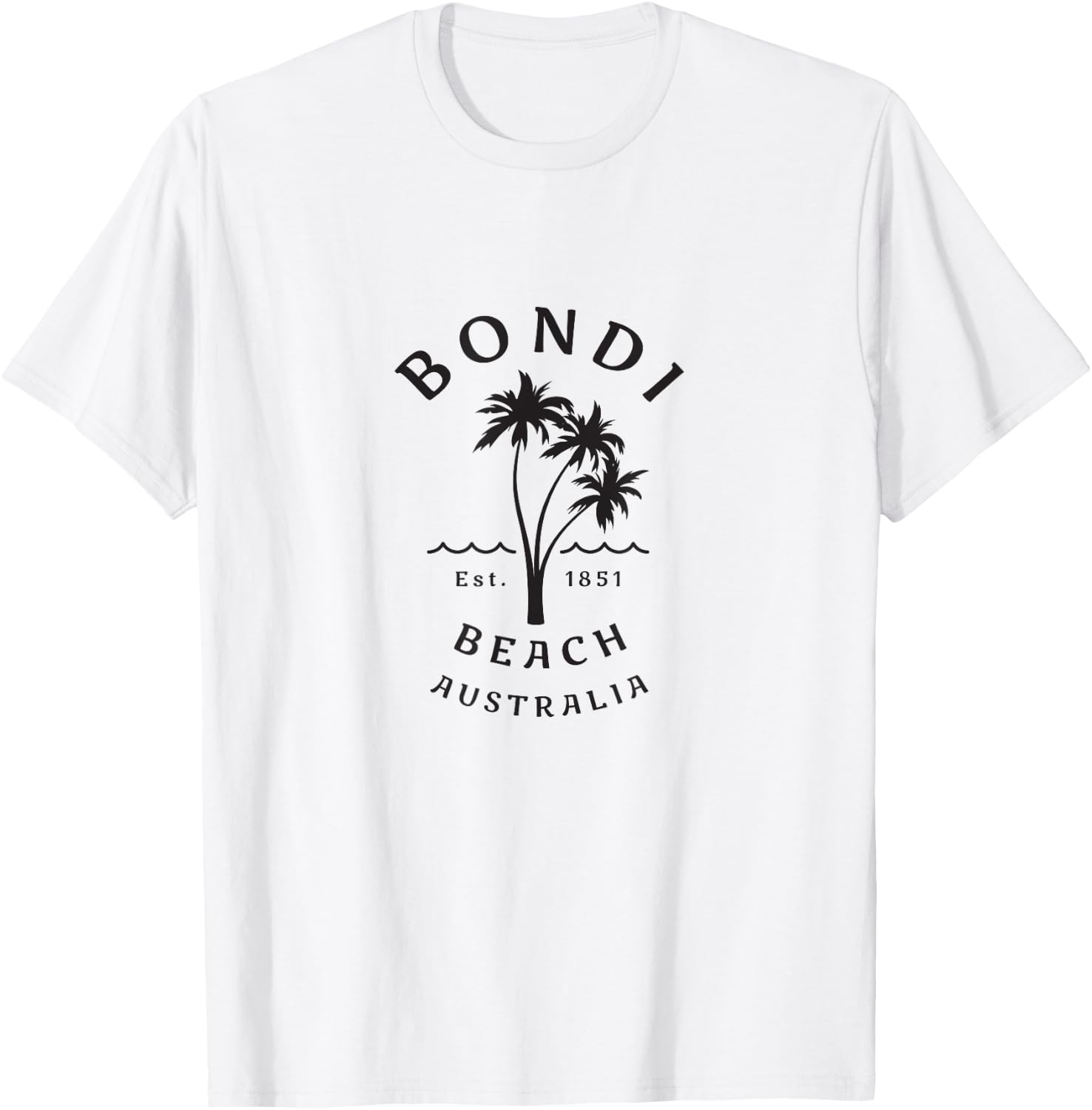 Retro Cool Bondi Beach Australia Vintage Palm Tree Novelty T-Shirt - T-Shirt | White