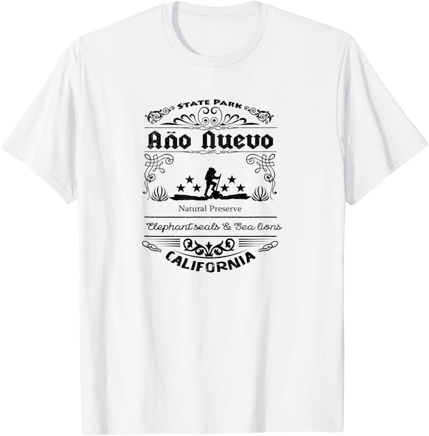 Año Nuevo State Park California vintage style T-Shirt - T-Shirt | White