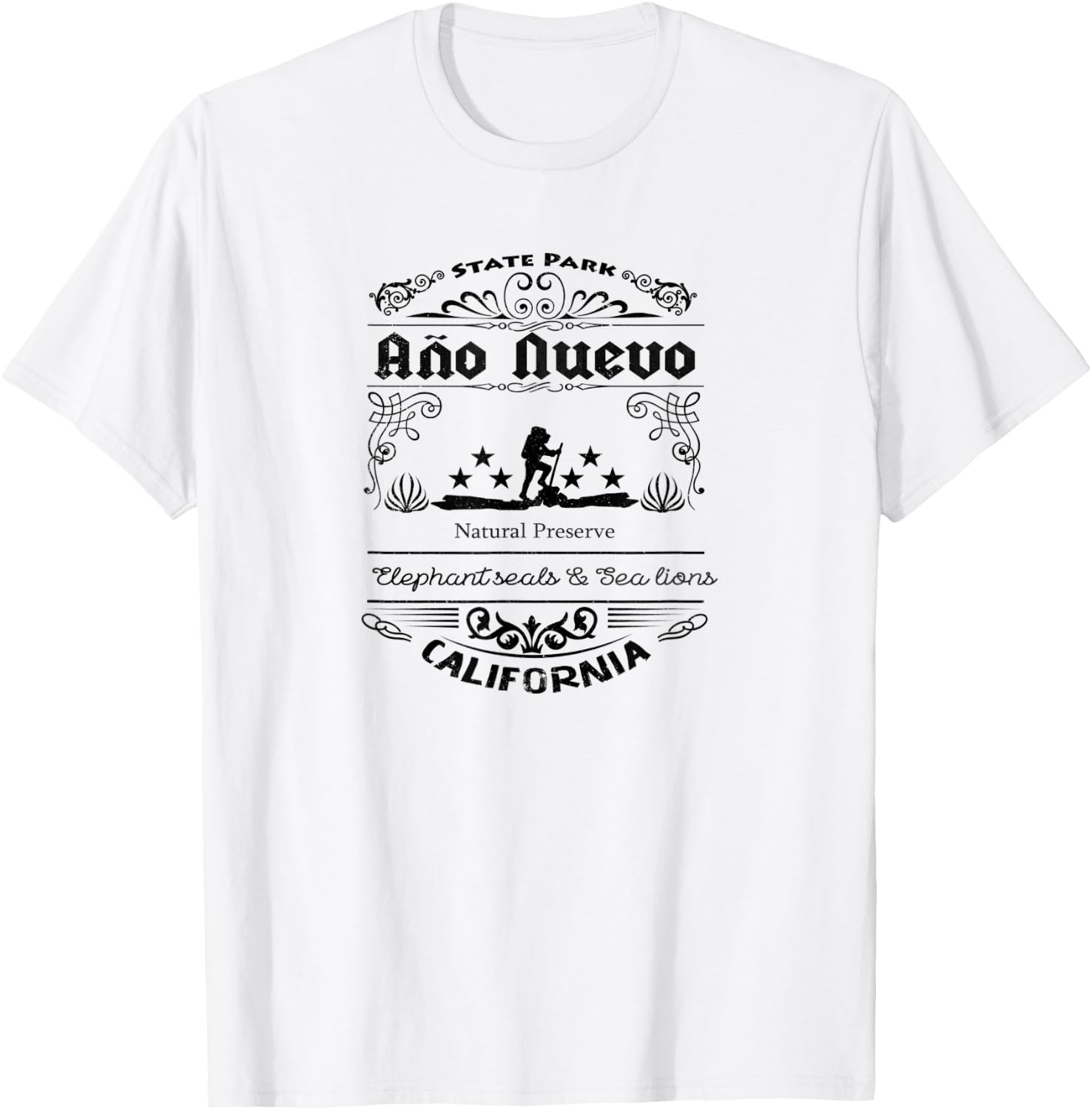 Año Nuevo State Park California vintage style T-Shirt - T-Shirt | White