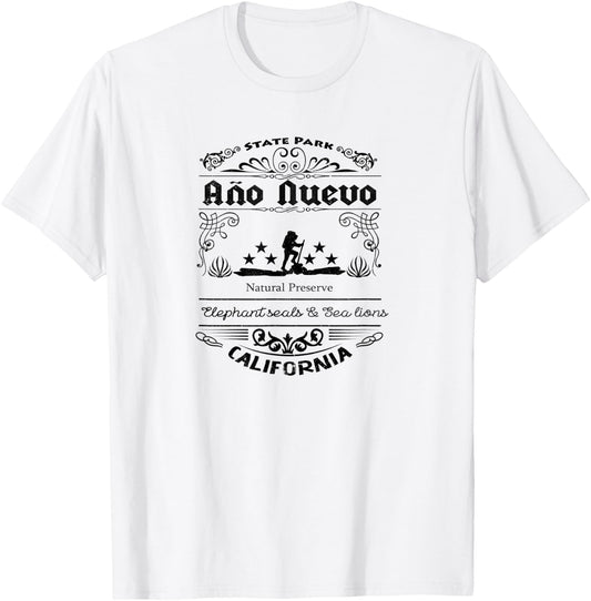 Año Nuevo State Park California vintage style T-Shirt - T-Shirt | White