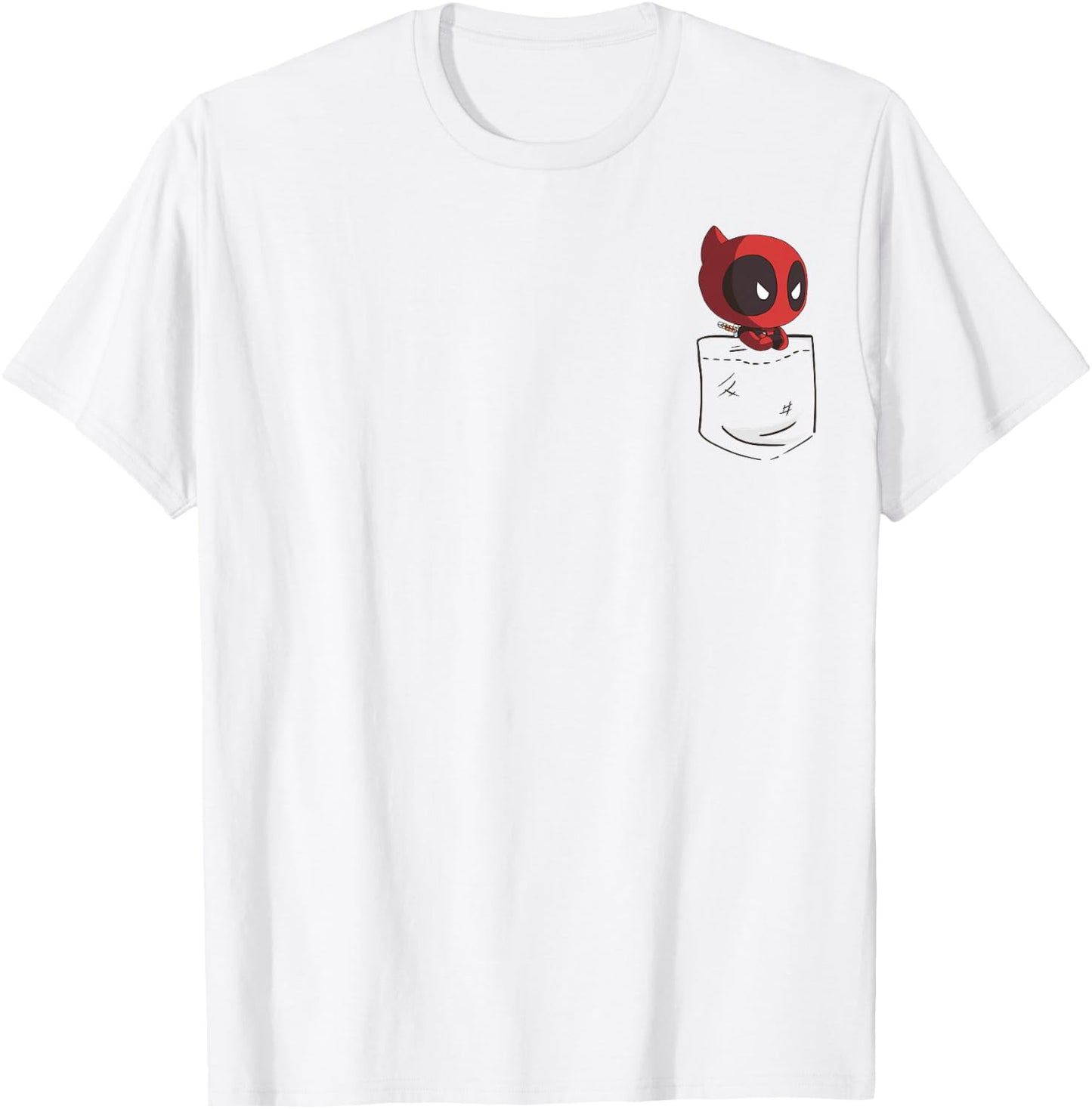 Marvel Deadpool Peekaboo Chibi Faux Pocket Graphic T-Shirt - T-Shirt | White