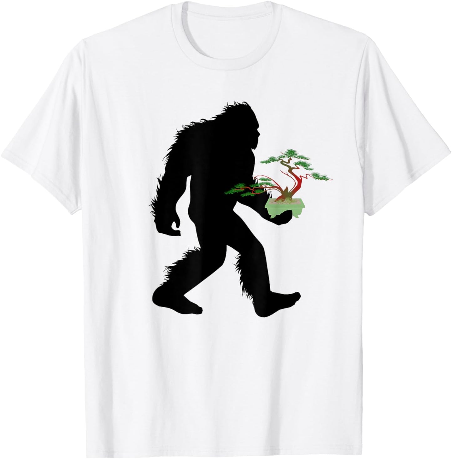 Bigfoot Carrying Bonsai Plant Sasquatch Tree Landscaper T-Shirt - T-Shirt | White