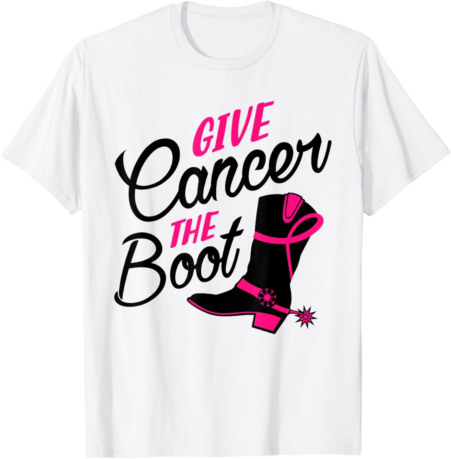 Breast Cancer Awareness Shirt Girls Western Cowboy Boots T-Shirt - T-Shirt | White