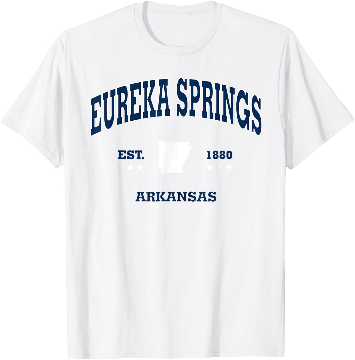 Eureka Springs Arkansas AR Throwback Navy Vintage Athletic T-Shirt - T-Shirt | White