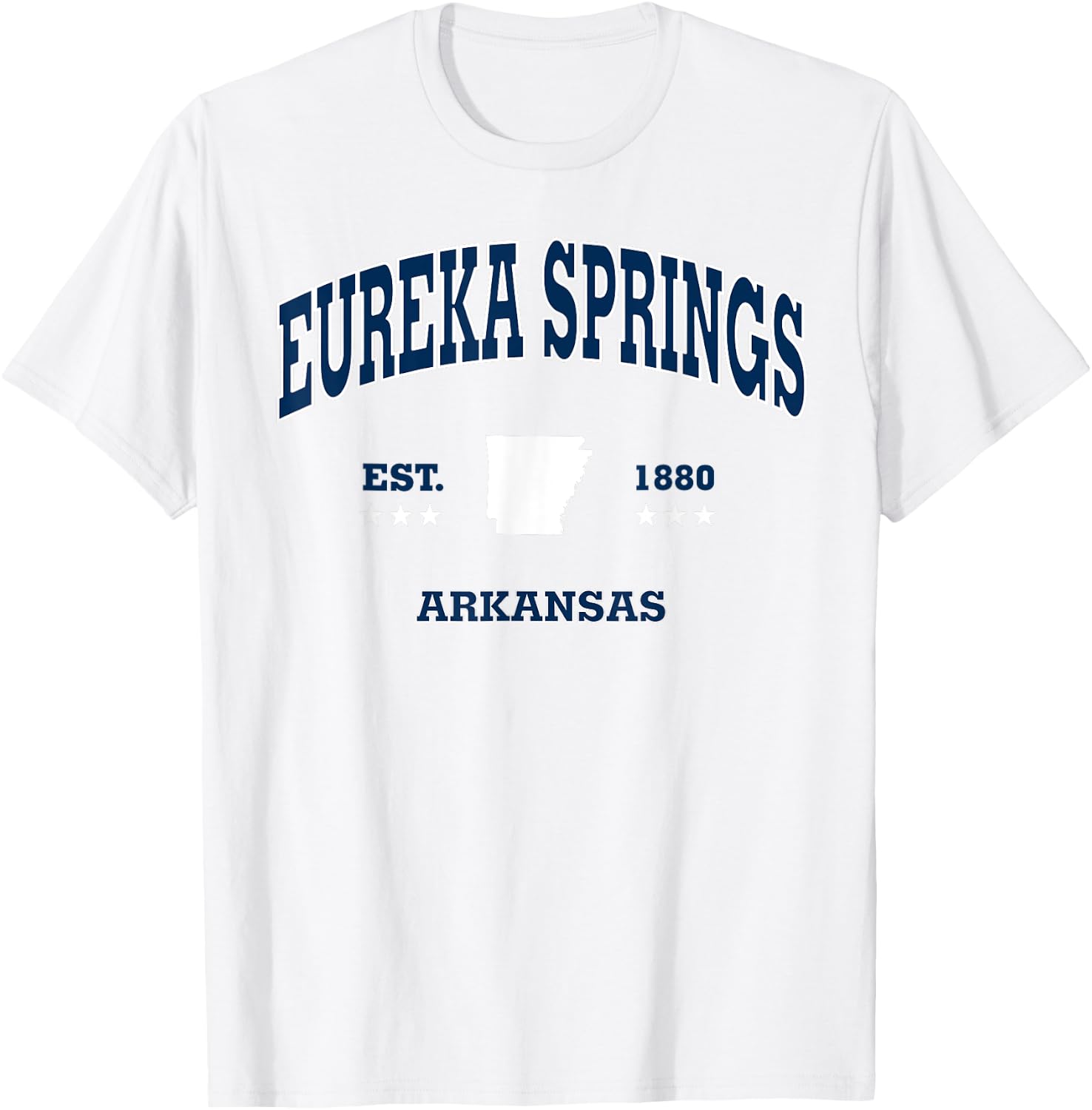 Eureka Springs Arkansas AR Throwback Navy Vintage Athletic T-Shirt - T-Shirt | White