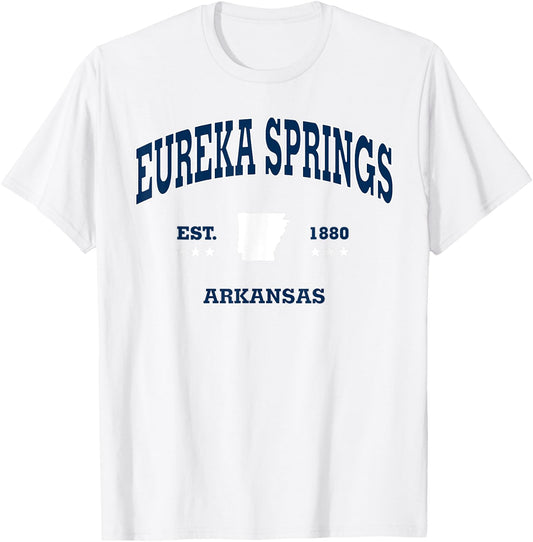 Eureka Springs Arkansas AR Throwback Navy Vintage Athletic T-Shirt - T-Shirt | White