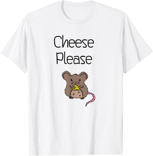 Cute Kawaii Cheese Please Mouse for Mice Lovers T-Shirt - T-Shirt | White