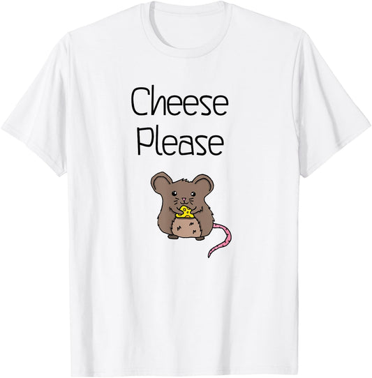 Cute Kawaii Cheese Please Mouse for Mice Lovers T-Shirt - T-Shirt | White