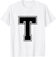 Letter T Big Bold Capital Varsity Alphabet Monogram T-Shirt - T-Shirt | White
