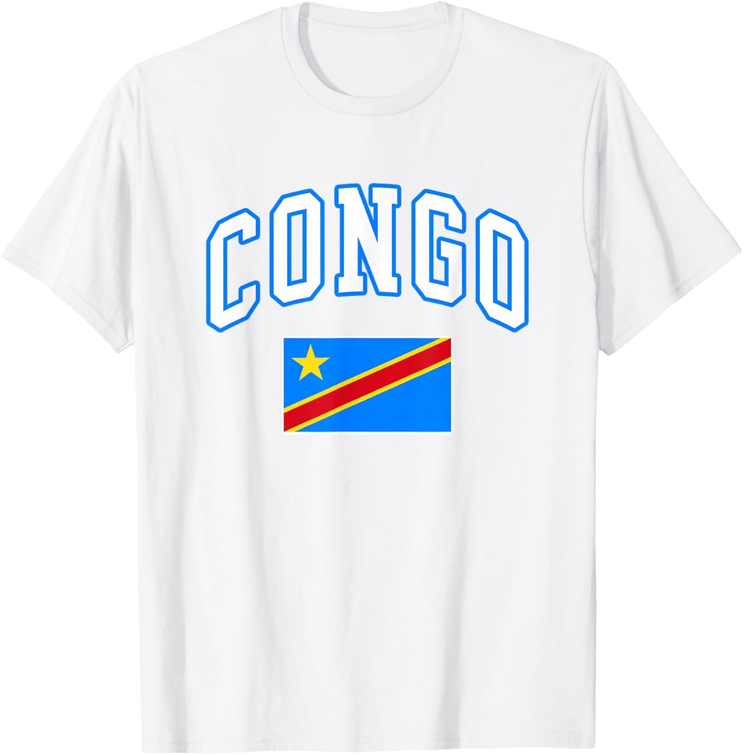 Congo Flag Congolese Retro Vintage Classic Graphic T-Shirt - T-Shirt | White