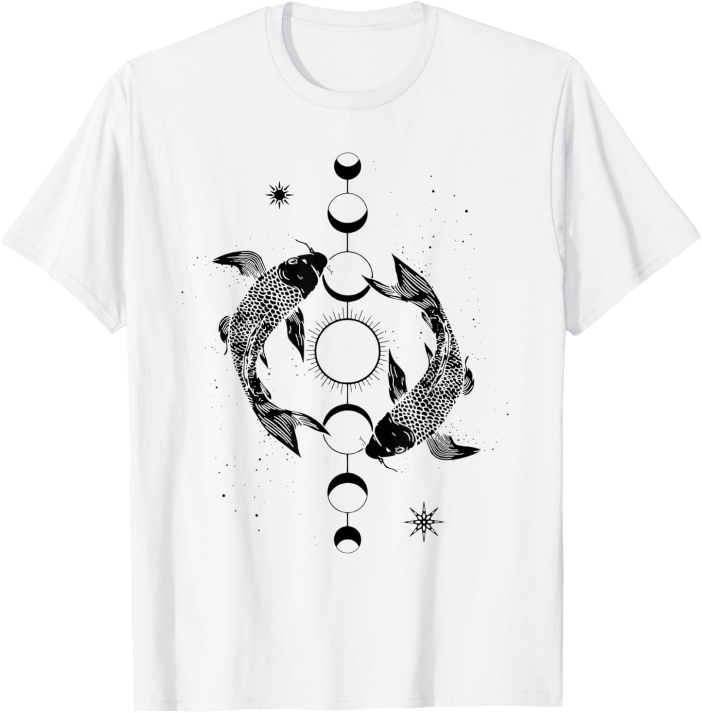 Koi Lovers Outfit Ying Yang Carp Sun Moon Phase Japan Style T-Shirt - T-Shirt | White