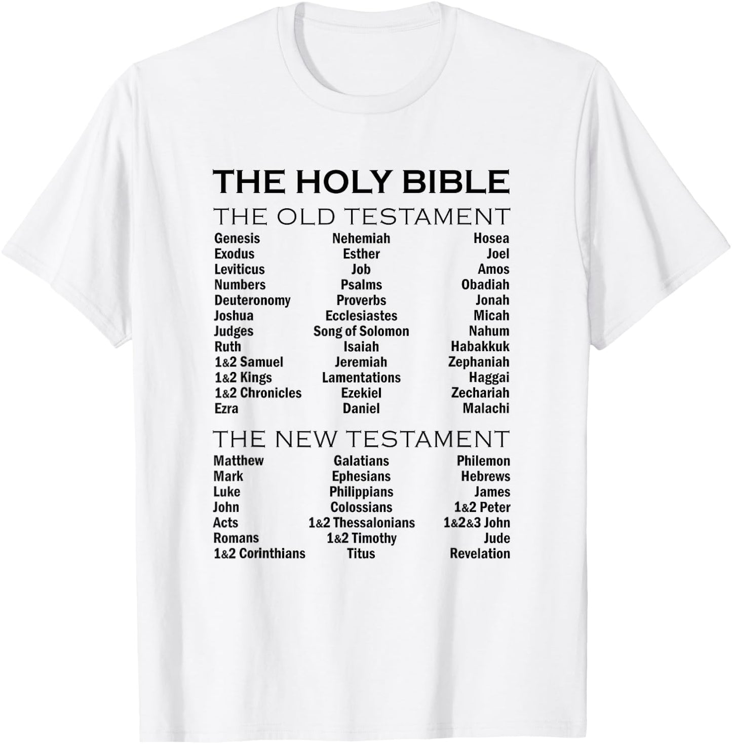 The Books of The Bible Old and New Testament Complete List T-Shirt - T-Shirt | White