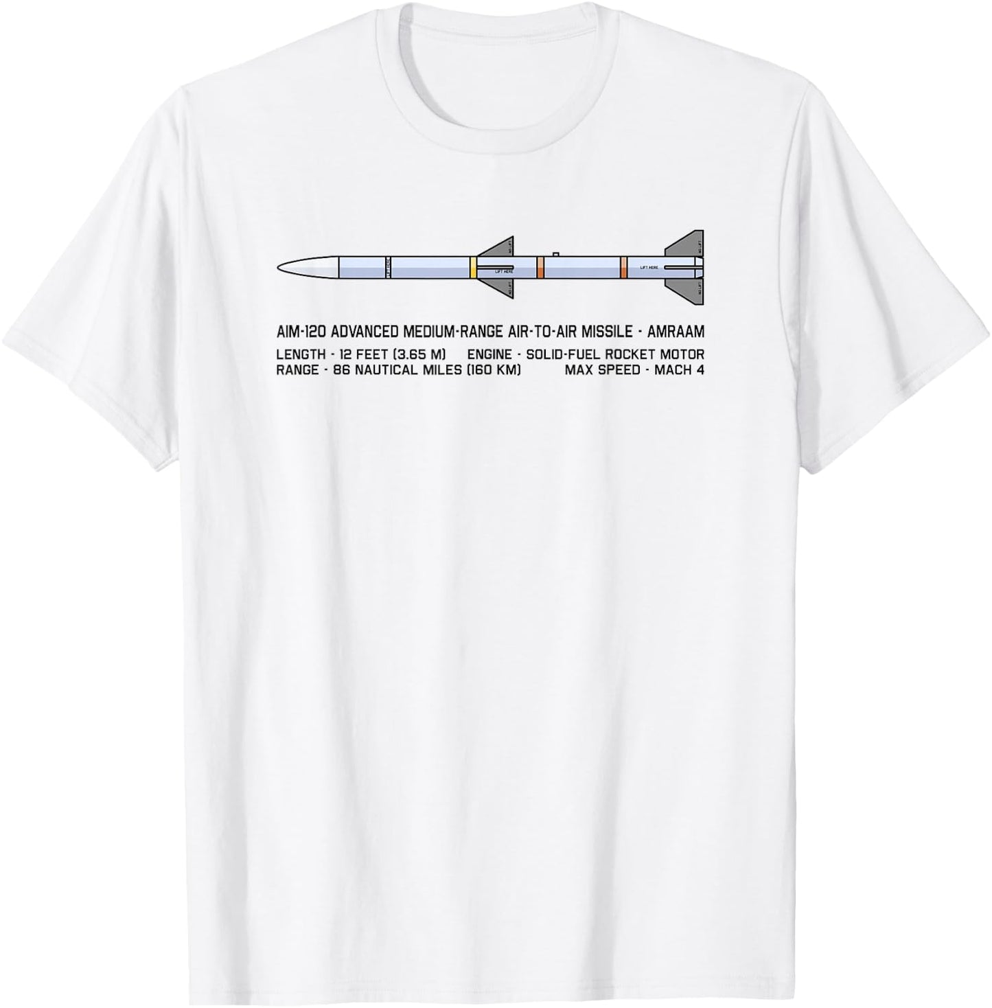 AIM-120 AMRAAM Air to Air Missile Infographic Diagram T-Shirt - T-Shirt | White