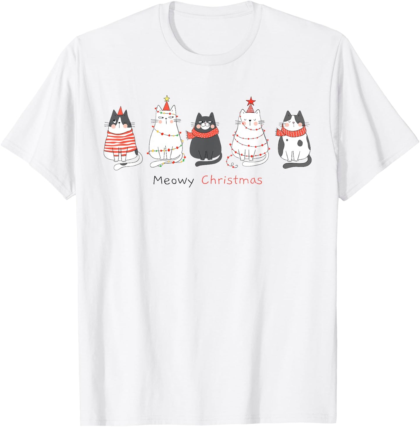 Funny Christmas Cats - Matching Family Meowy Pajamas Catmas T-Shirt - T-Shirt | White