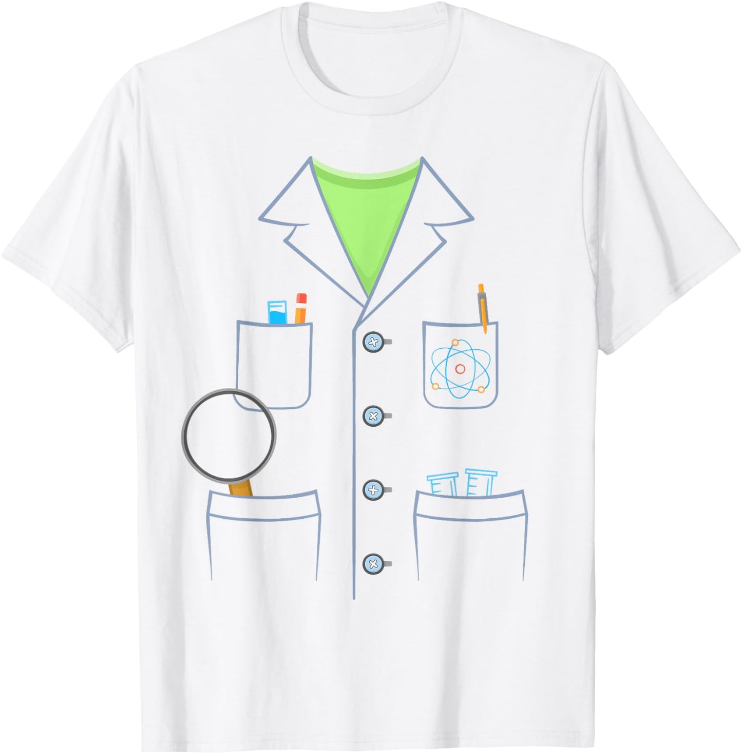 Scientist White Lab Coat Halloween Science Lazy Costume T-Shirt - T-Shirt | White