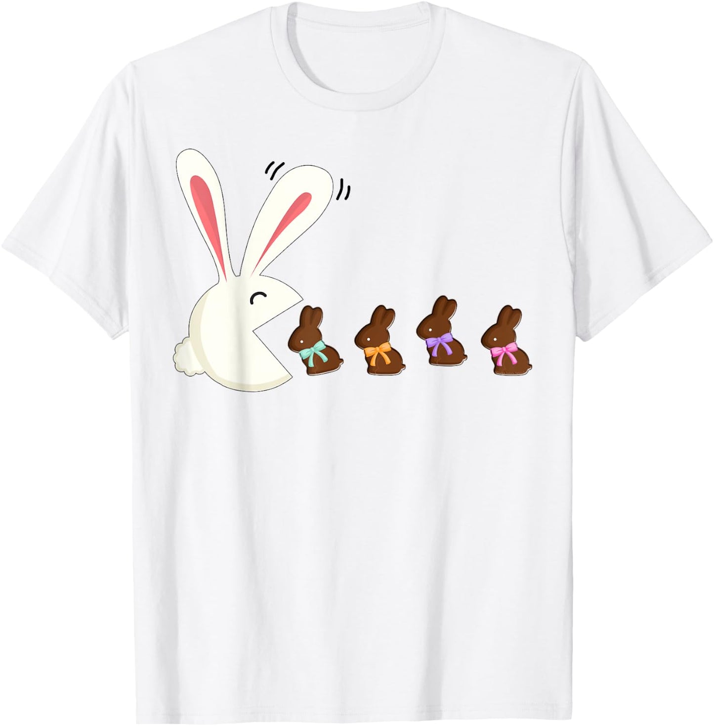 Funny Easter Rabbit Eating Chocolate Easter Bunnies Easter T-Shirt - T-Shirt | White