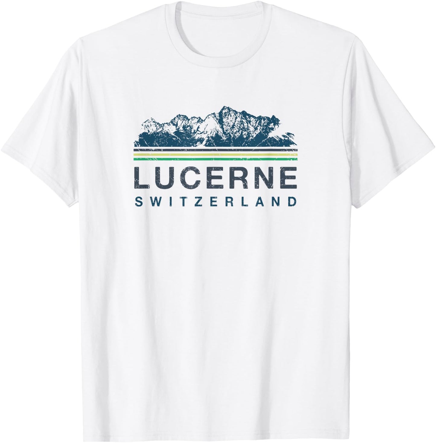 Lucerne Switzerland Swiss Mountain Climbing Retro T-Shirt - T-Shirt | White