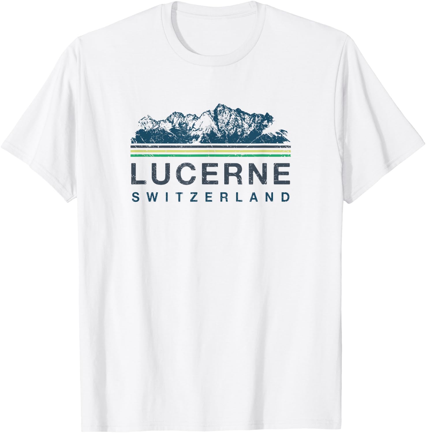 Lucerne Switzerland Swiss Mountain Climbing Retro T-Shirt - T-Shirt | White