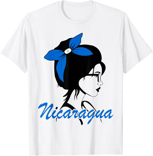 Nicaragua Girl Nicaraguan Mujer Nicaragueña flag T-Shirt - T-Shirt | White