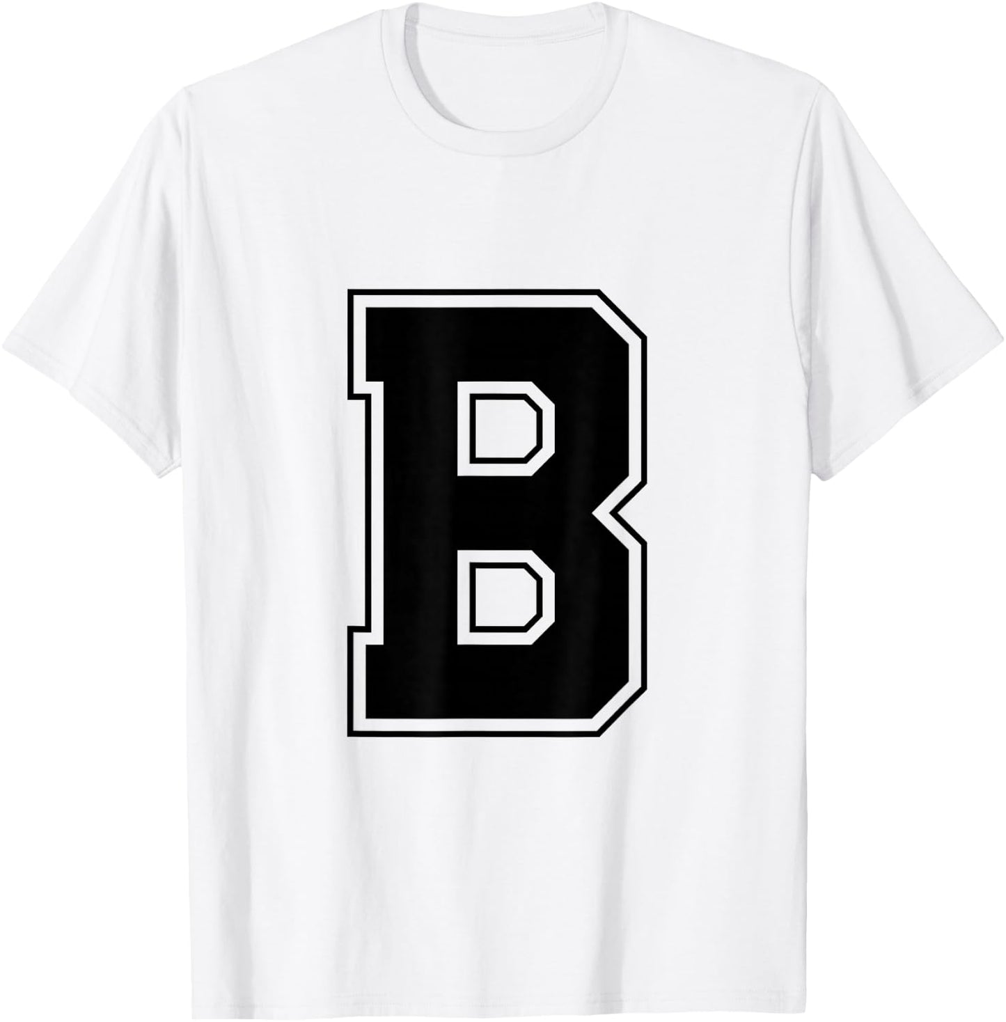 Letter B Big Bold Capital Varsity Alphabet Monogram T-Shirt - T-Shirt | White