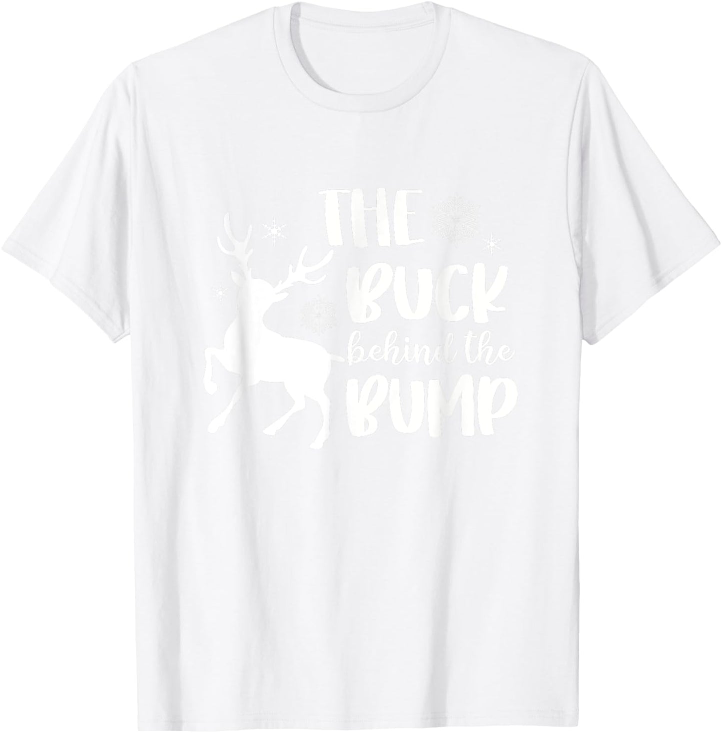 Buck Behind Bump Couple Christmas Pregnancy Announcement T-Shirt - T-Shirt | White