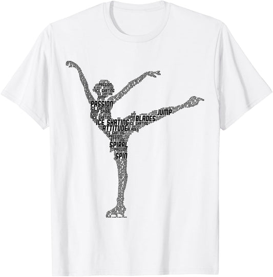 Figure Skating Ice Skates Girls Ladies T-Shirt - T-Shirt | White
