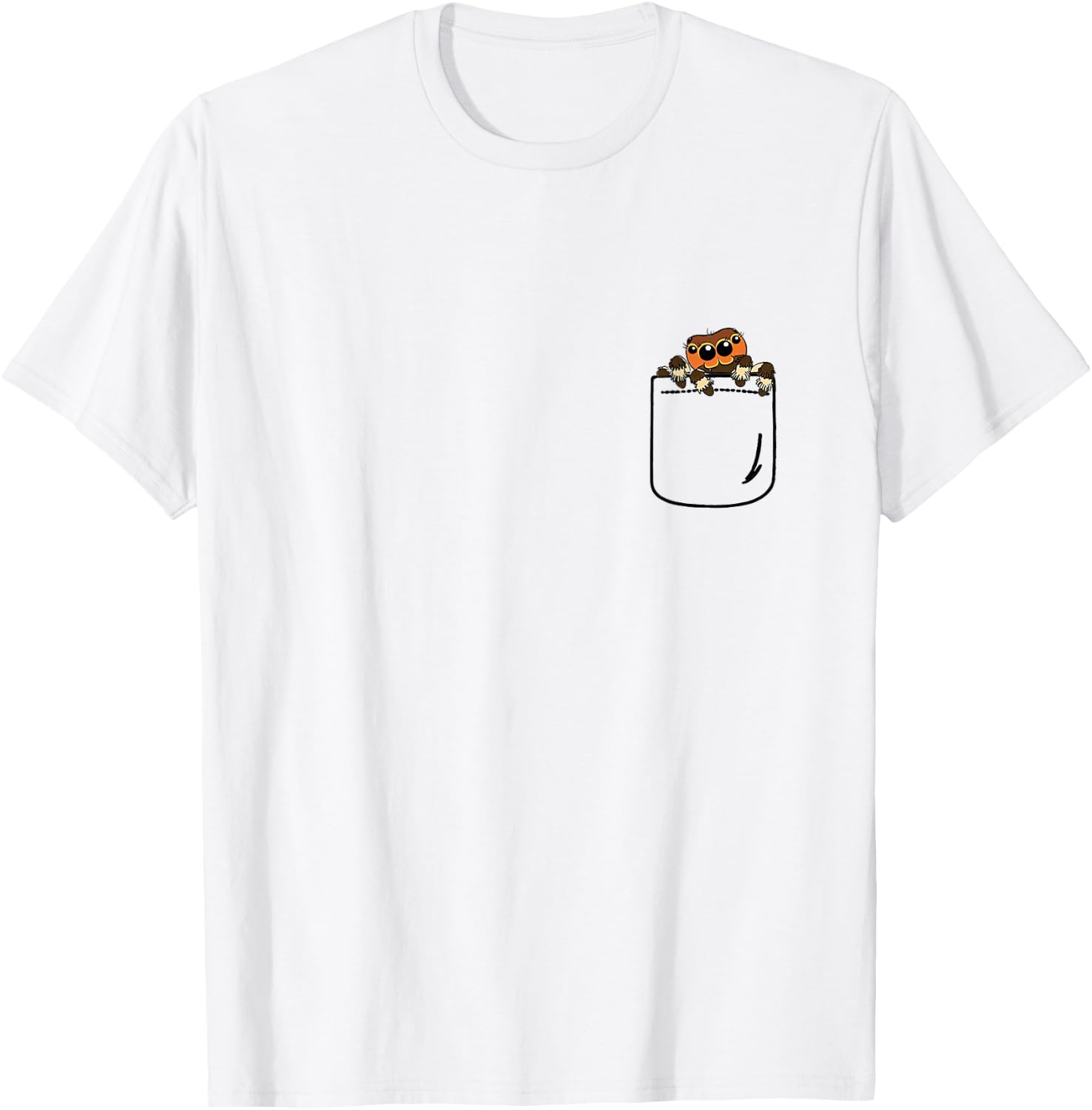 Jumping Spider in Pocket Funny Spider Crazy Lover Gift T-Shirt - T-Shirt | White